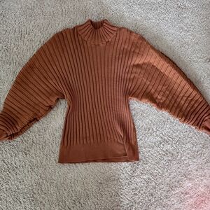 Free People Womens Size XL Mad Chill Orange Ribbed Turtleneck